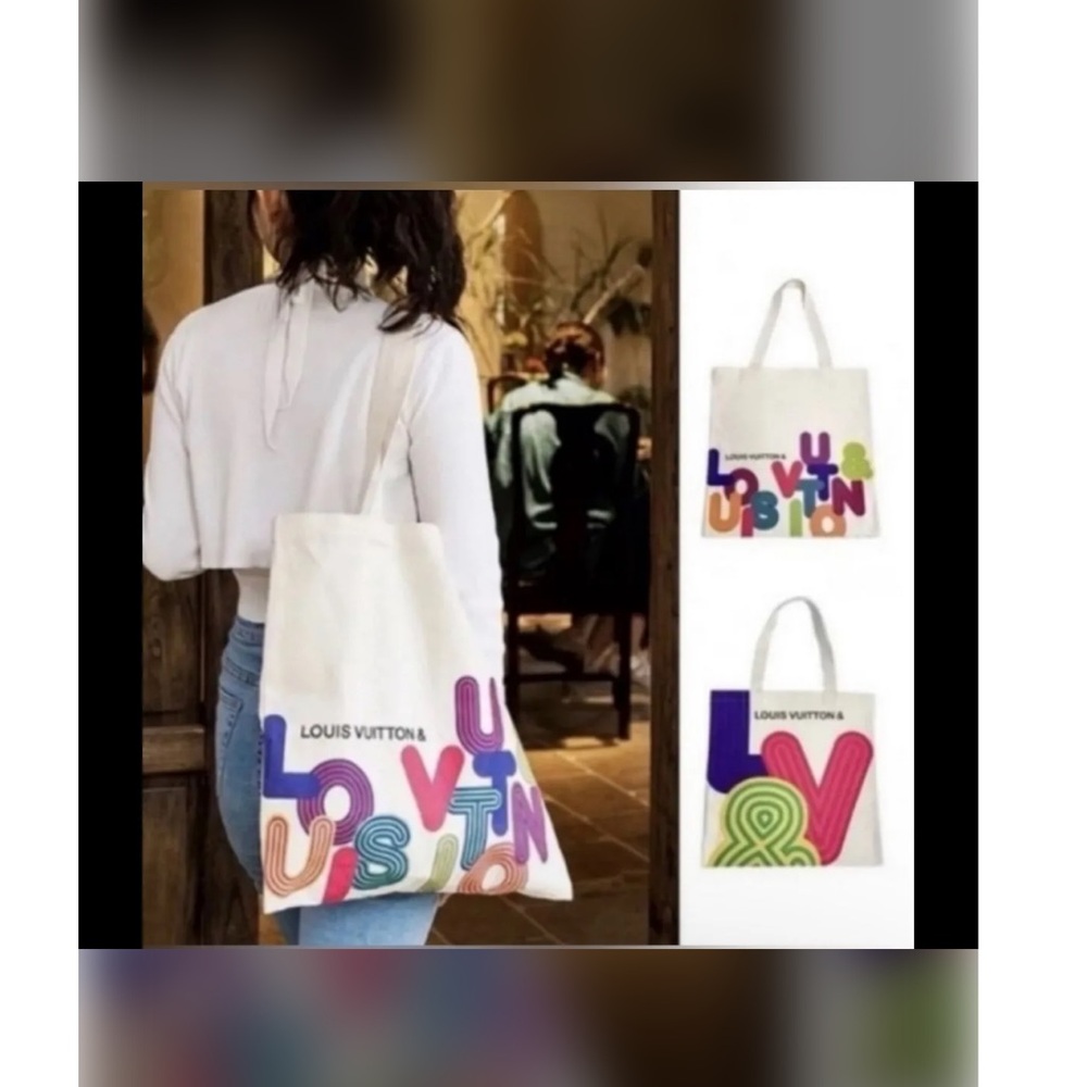 GWP: Louis Vuitton Multicolor Logo Double Side Canvas Bag NWT - Picture 7 of 10